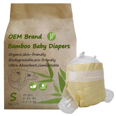 Pañales desechables para bebés 100% biodegradables de tela de bambú orgánico, fabricante OEM