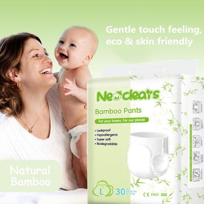 Pañales tipo calzoncillo para bebé desechables, biodegradables y de bambú.